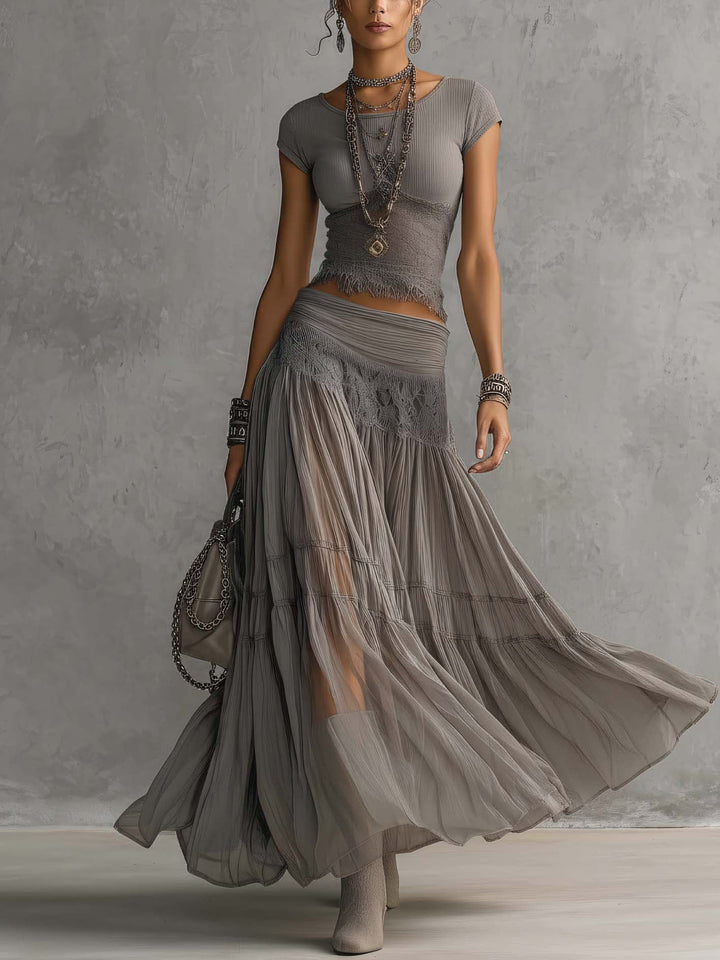 Fiona | Elegant Pleated Skirt  and Top Set