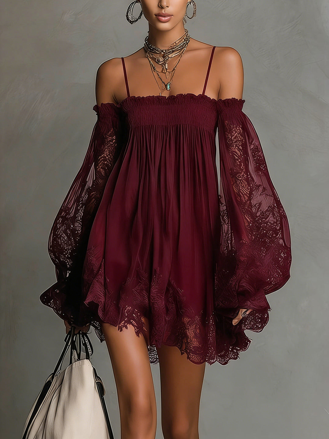 Tiara | Off-Shoulder Lace Mini Dress