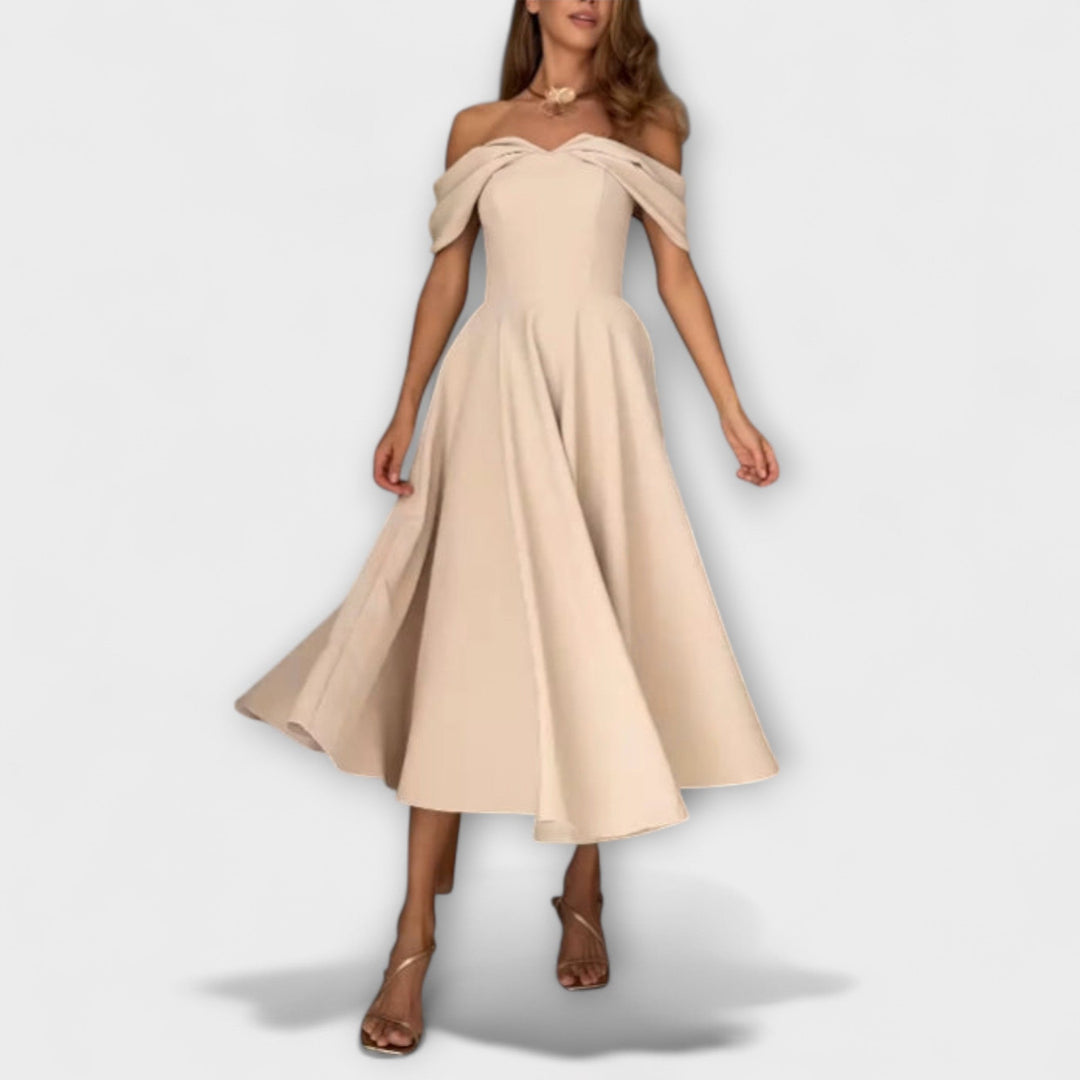 Romy - Off-the-Shoulder Draped Maxi Dress for Events