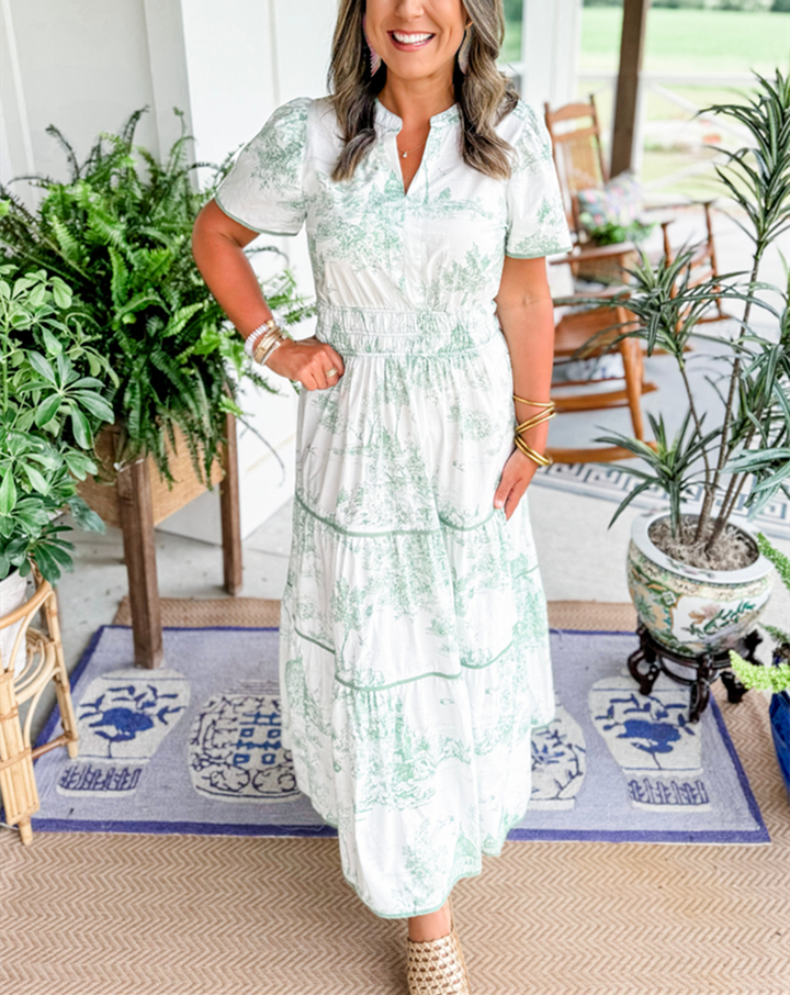 Eliza | Classic Toile Maxi Dress for Any Occasion