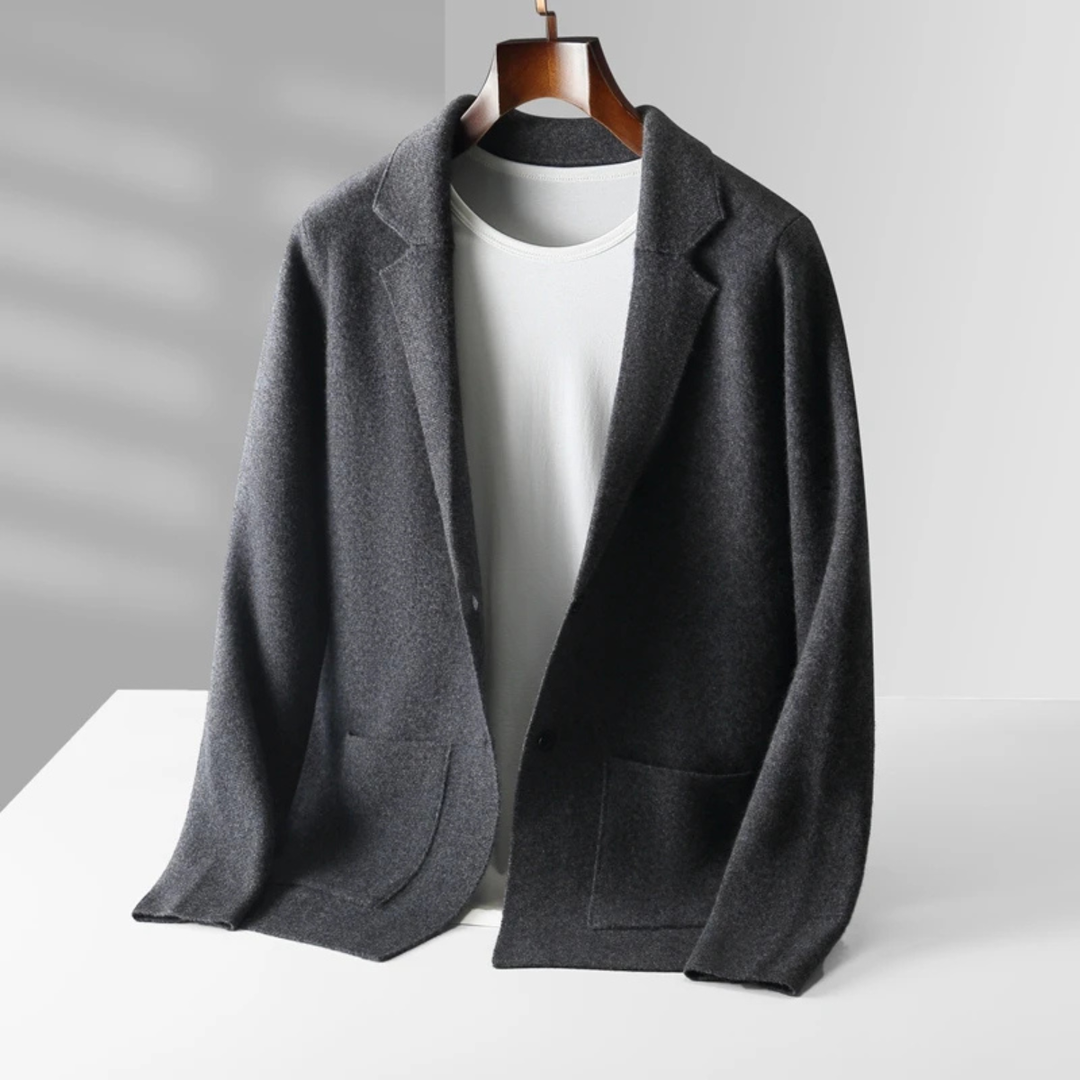 The Huntley Men's Soft Suit Collar Merino Wool Knit Cardigan