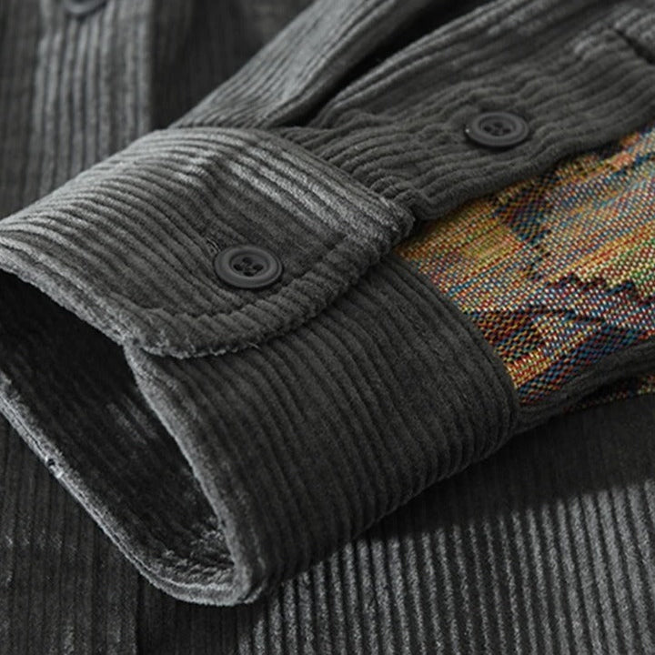 Mercer - Textured Patchwork Button-Up Shirt