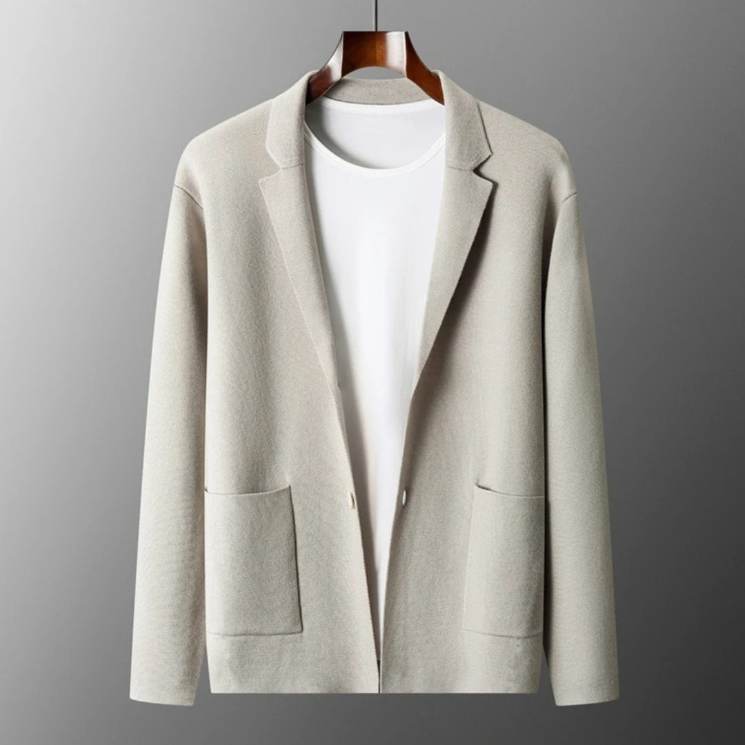 The Huntley Men's Soft Suit Collar Merino Wool Knit Cardigan