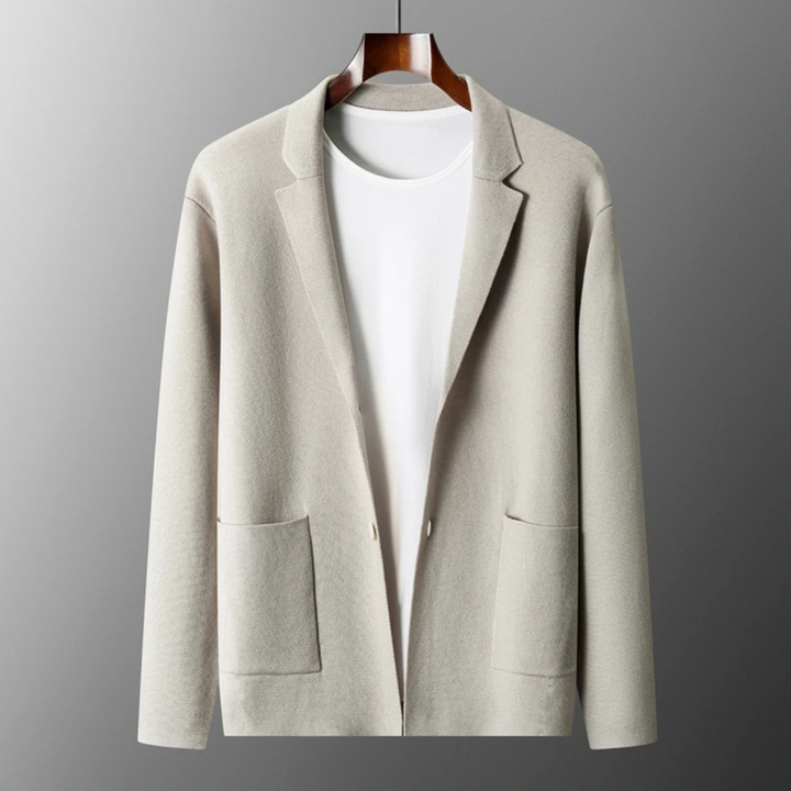 The Huntley Men's Soft Suit Collar Merino Wool Knit Cardigan