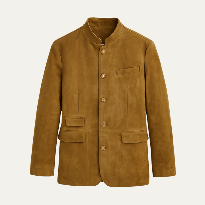 The Belmont Men’s Casual Suede Blazer Jacket – Single Breasted Button Coat