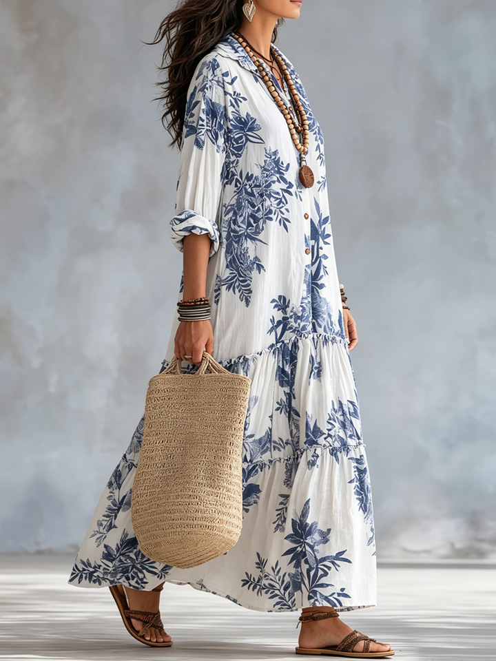 Laura | Floral Button-Front Maxi Dress