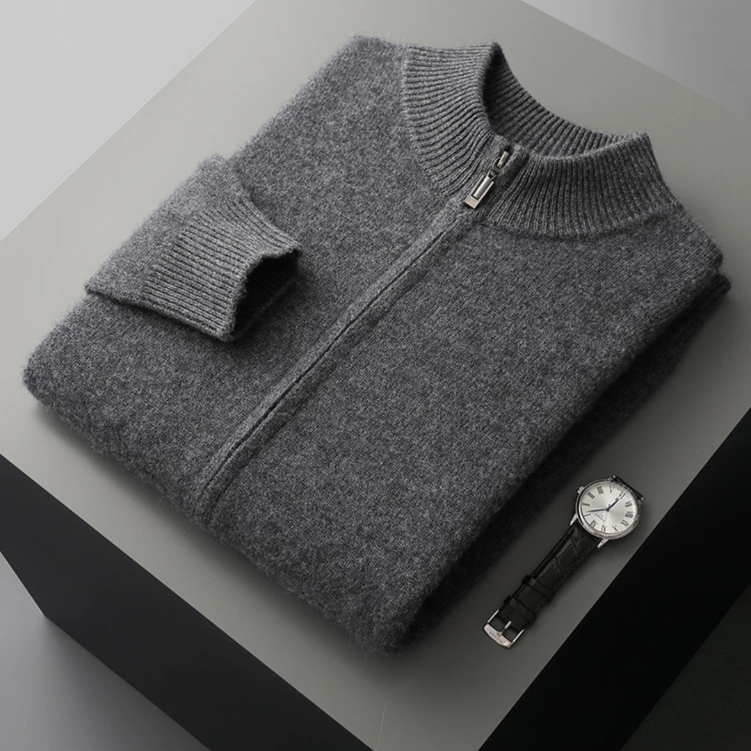 The Thornhill Cashmere Sweater – Men's 100% Soft Luxury Wool Zip Cardigan