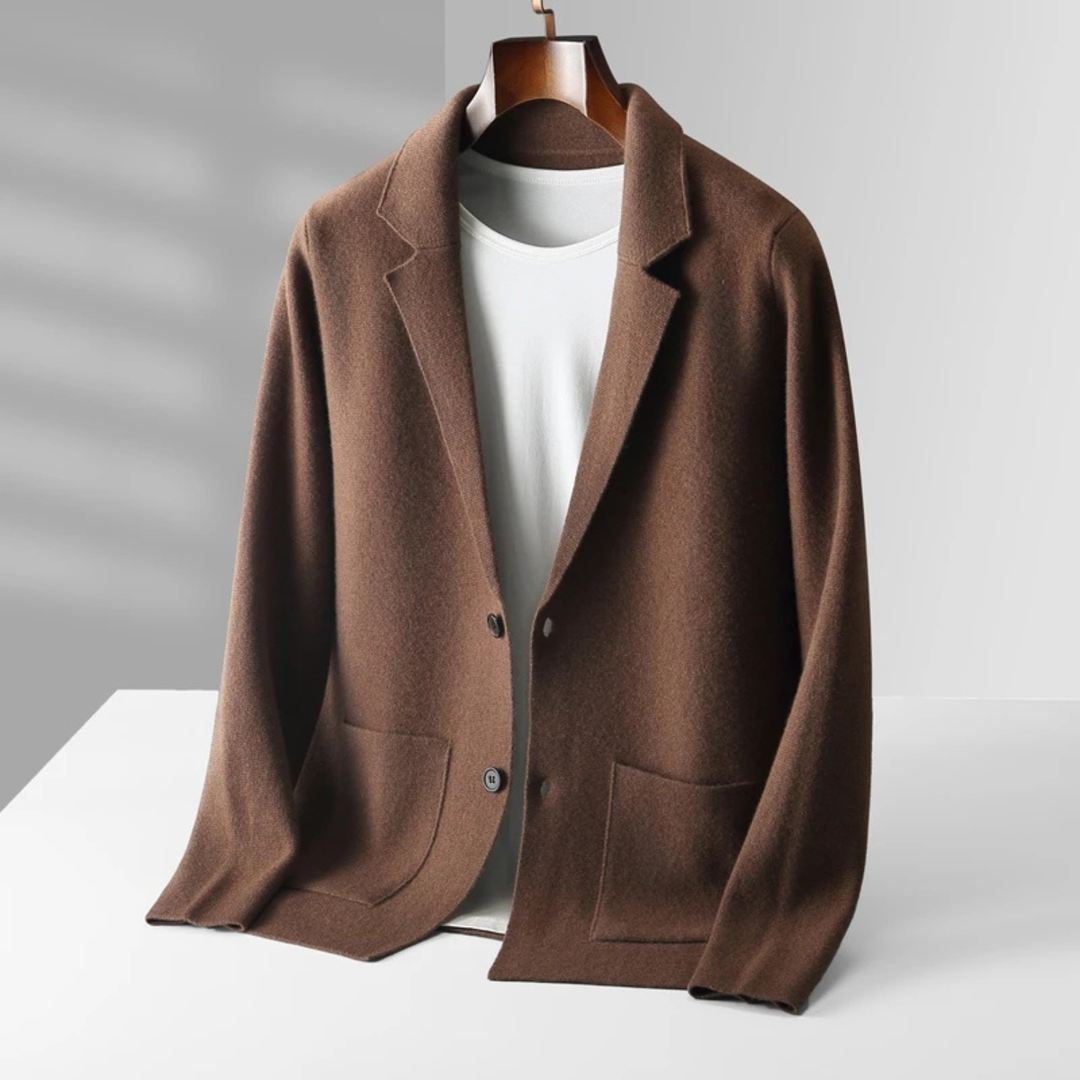 The Huntley Men's Soft Suit Collar Merino Wool Knit Cardigan