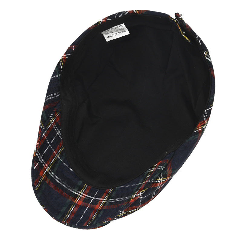 Vallen - Vintage Plaid Beret Cap