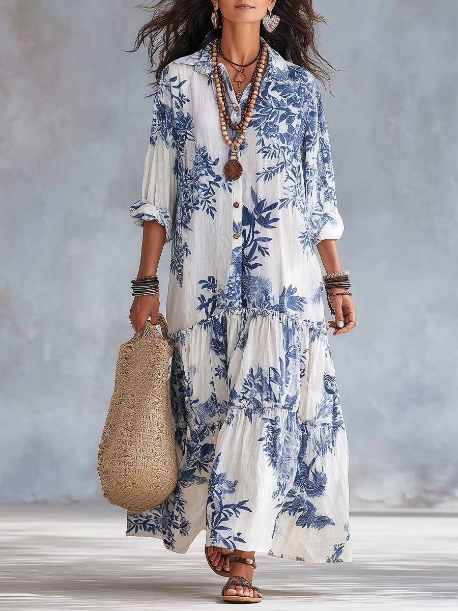 Laura | Floral Button-Front Maxi Dress