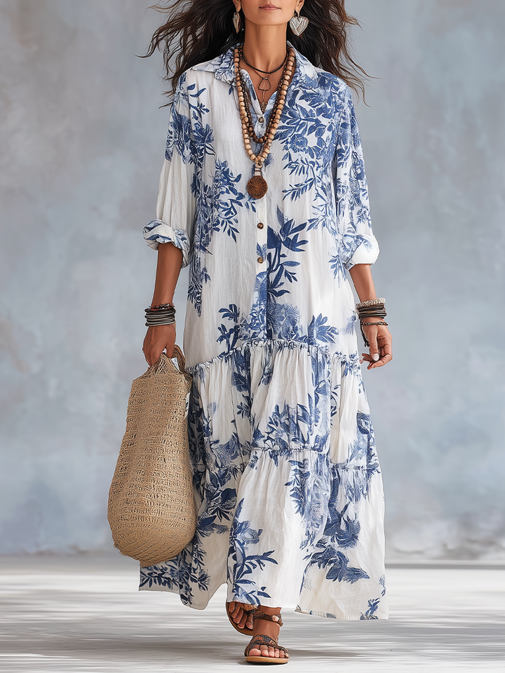 Laura | Floral Button-Front Maxi Dress