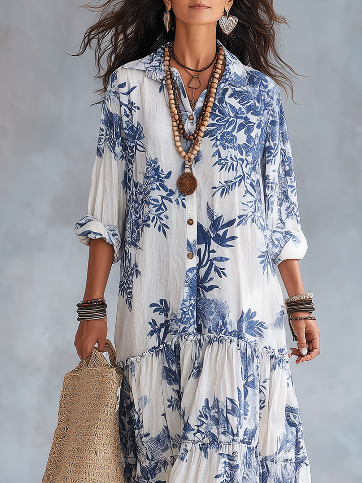 Laura | Floral Button-Front Maxi Dress