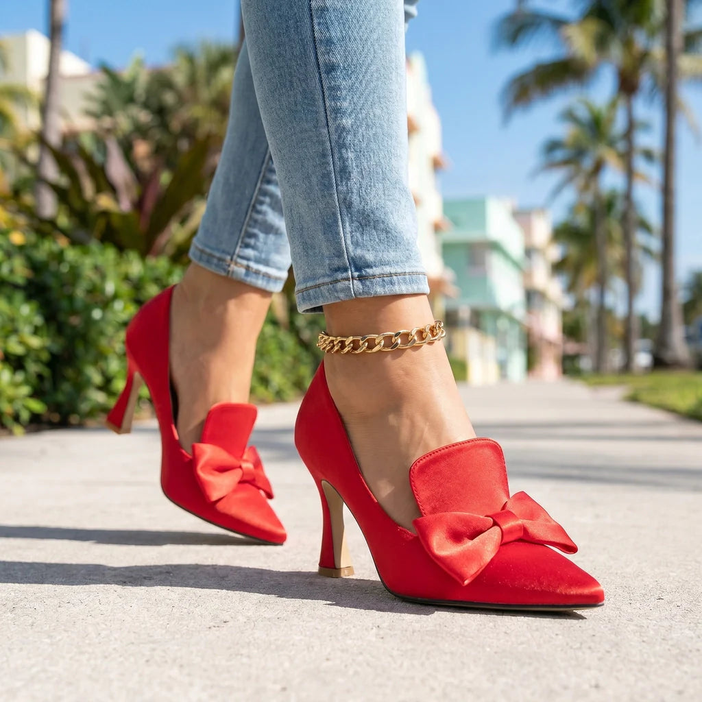 Layla Satin Bow Heels