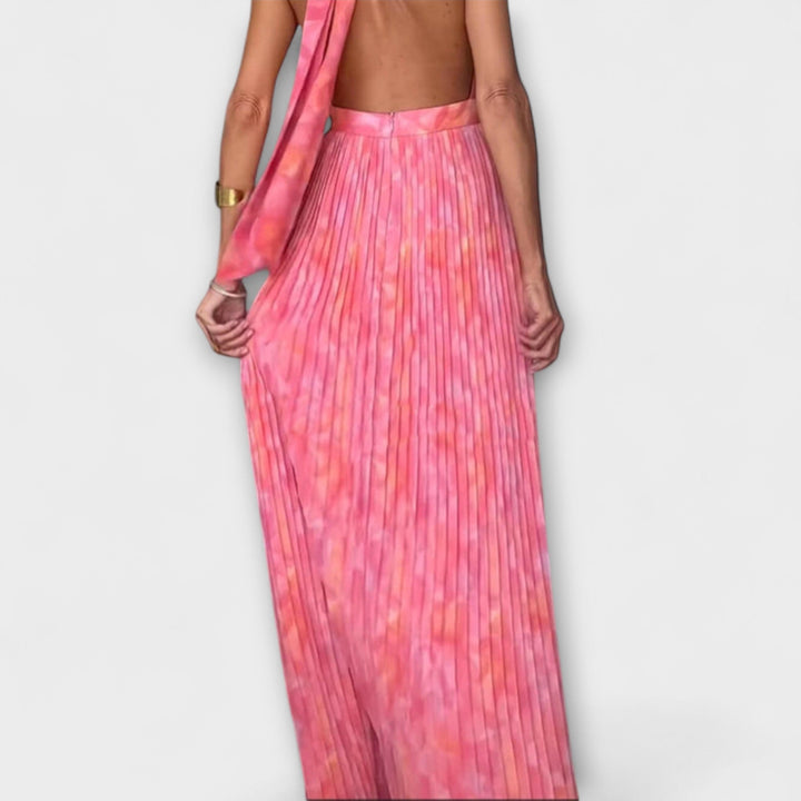 Seraphina - Elegant Halter Neck Pleated Maxi Dress for Events