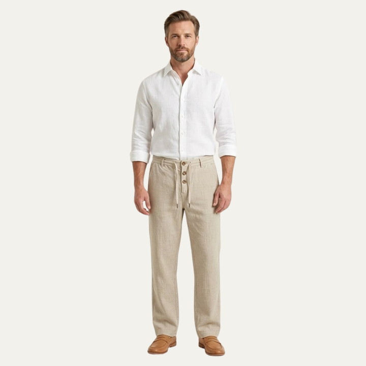 The Glenhaven Hill Men’s Breathable Straight Leg Cotton Linen Pants
