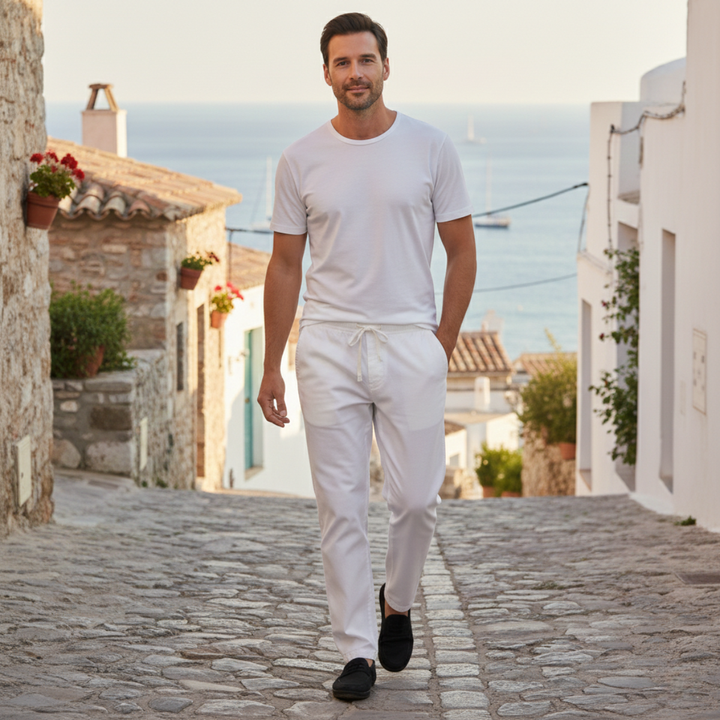 The Meadowwater Men’s Loose Fit Cotton Linen Drawstring Pants
