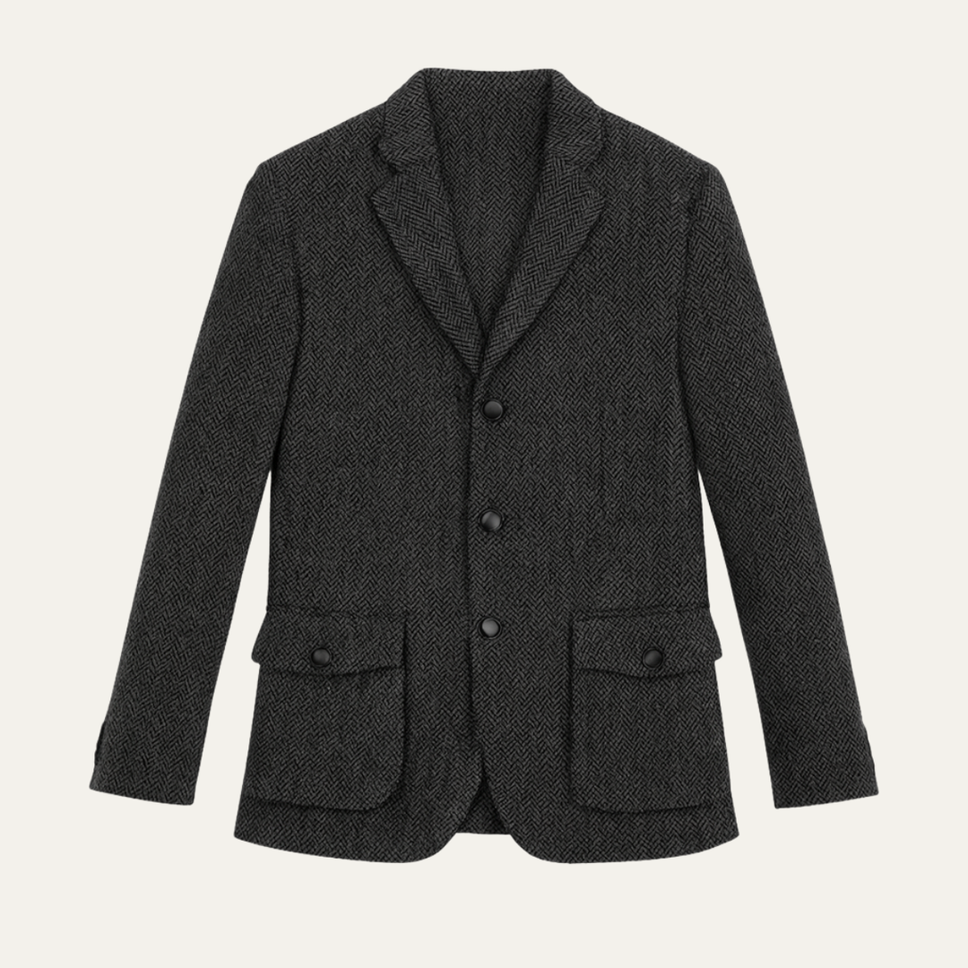 The Ortisei Men's TweedSingle Breasted Business Blazer Suit - Dark Grey