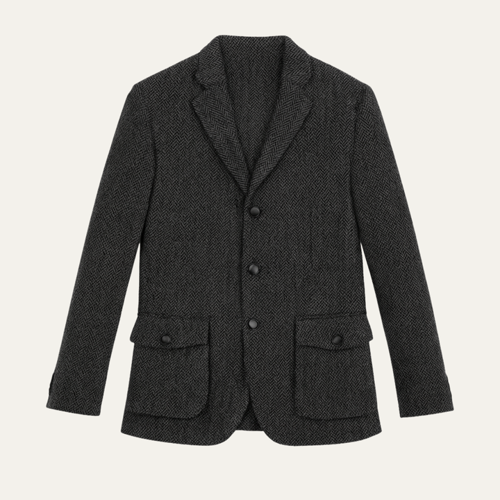 The Ortisei Men's TweedSingle Breasted Business Blazer Suit - Dark Grey