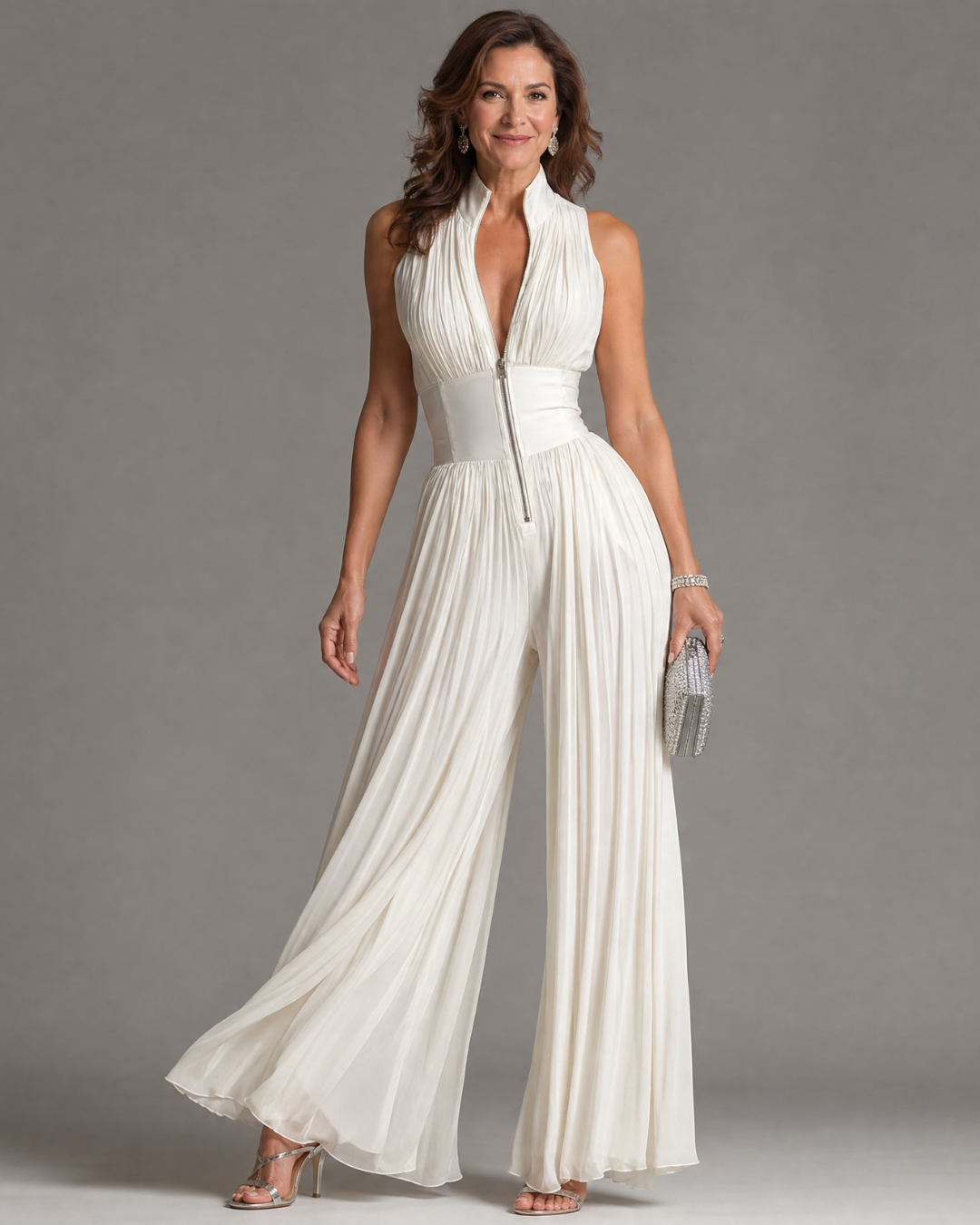 Zakira | Elegant Pleated Halter Jumpsuit