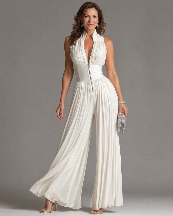 Zakira | Elegant Pleated Halter Jumpsuit