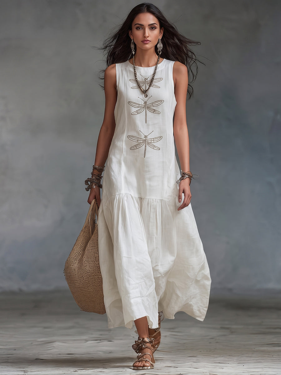 Lavinia | Sleeveless Embroidered Maxi Dress