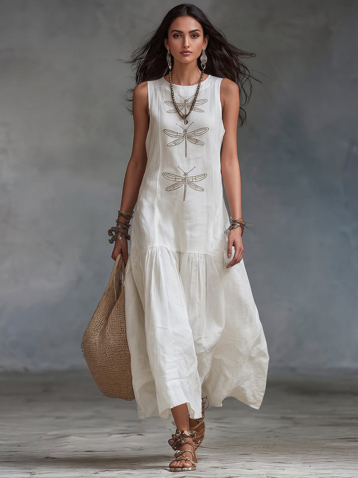 Lavinia | Sleeveless Embroidered Maxi Dress