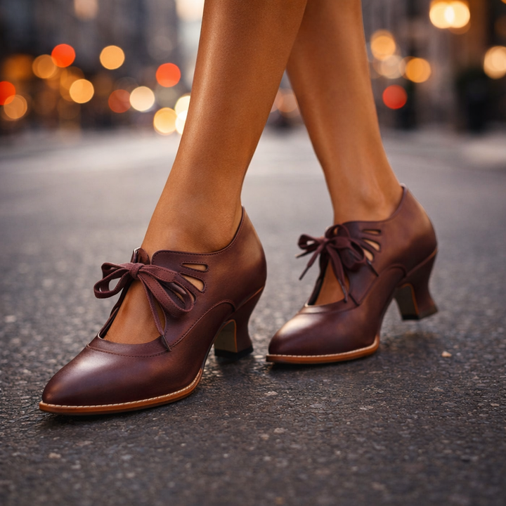 Alicia | Lace-Up Block Heel Pumps
