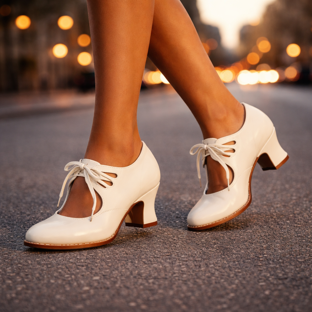 Alicia | Lace-Up Block Heel Pumps
