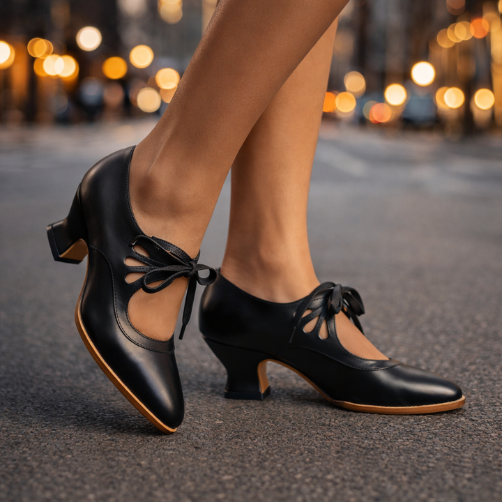 Alicia | Lace-Up Block Heel Pumps