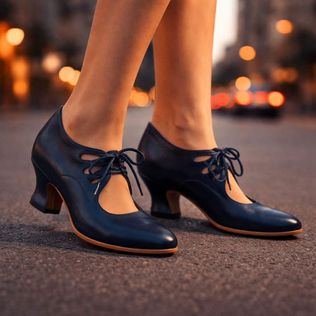 Alicia | Lace-Up Block Heel Pumps