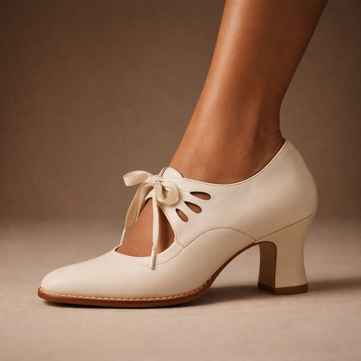 Alicia | Lace-Up Block Heel Pumps