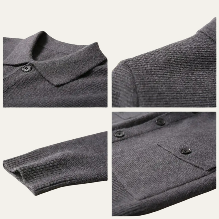 The Skye Men’s Knit Button Front Cardigan with Turn Down Collar