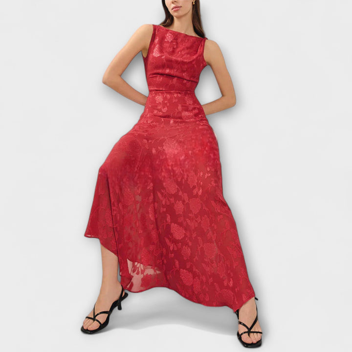 Opal - Chic Backless Jacquard Maxi Dress for Events