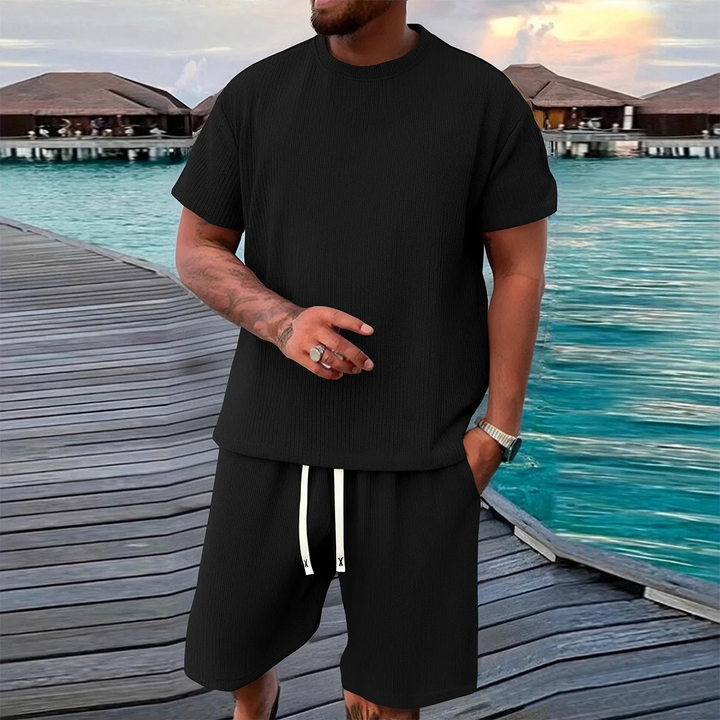 The Parma Men’s Summer Jacquard Set – T-Shirt and Shorts