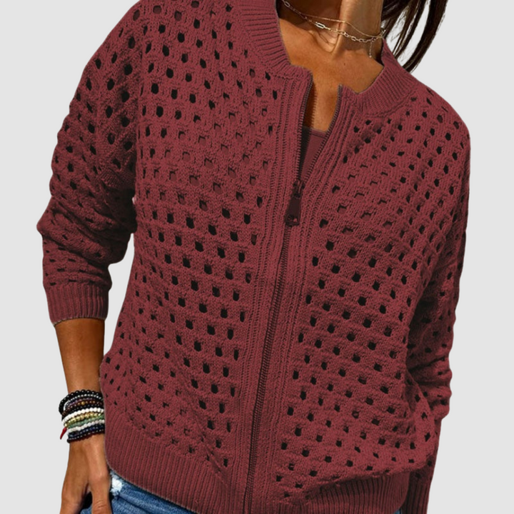 Desiree | Textured Zip Front Cardigan