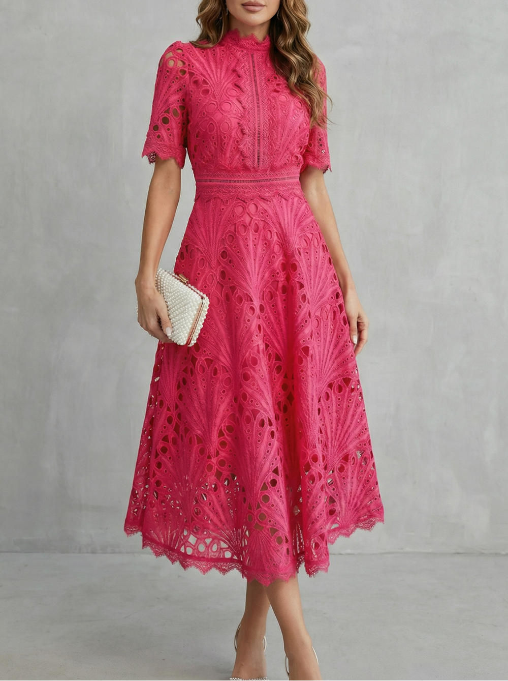 Lace | Floral Embroidered Midi Dress