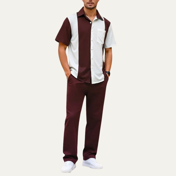 The Montepulciano Men’s Casual Striped 2 Piece Outfit Set – Shirt and Pants
