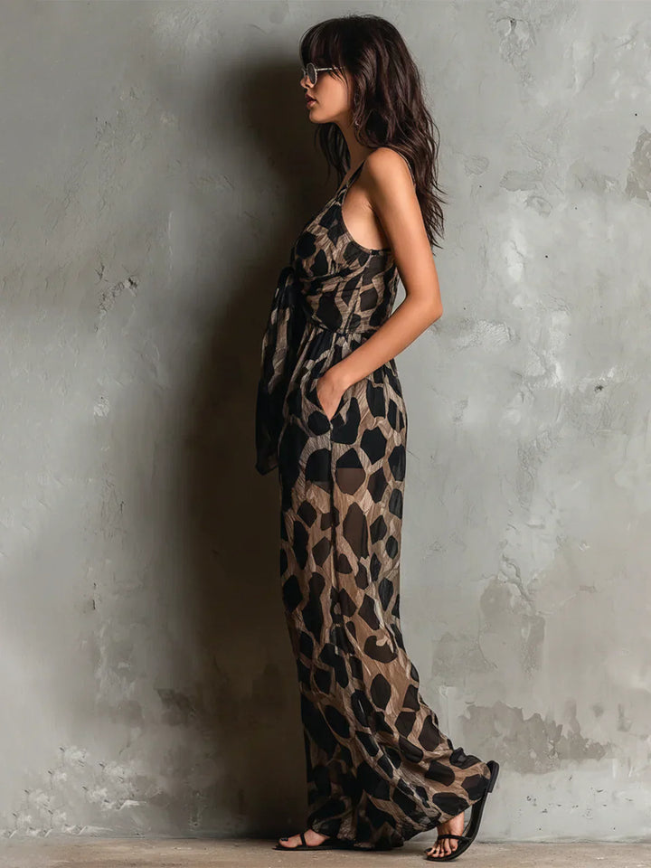 Bella | Animal Print Wide-Leg Jumpsuit