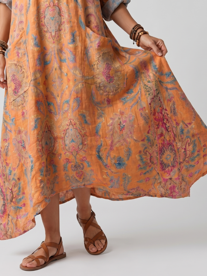Lorena | Printed Pocket Midi Dress