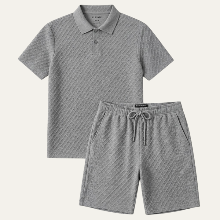 The Surrey Men’s Summer Jacquard Polo & Shorts Set – Lightweight Beach Outfit