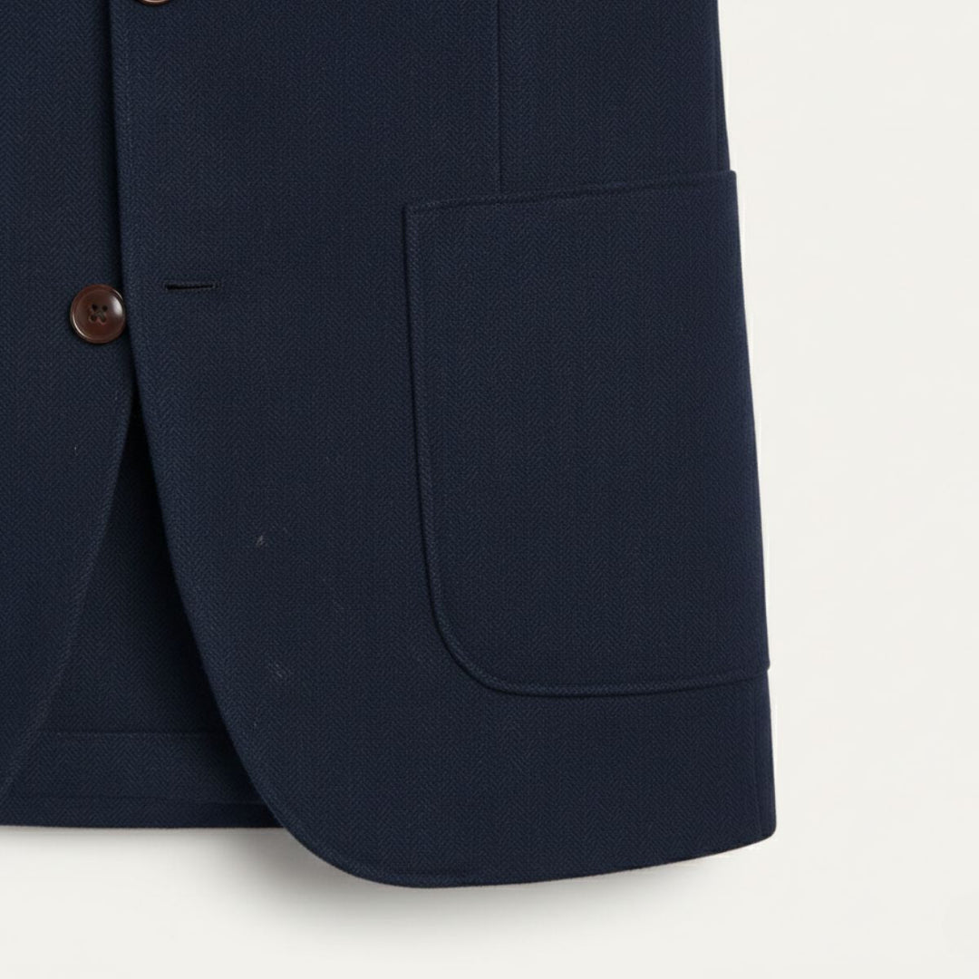 The Gravedona Men’s Office Herringbone Single Breasted Wool Tweed Blazer Jacket