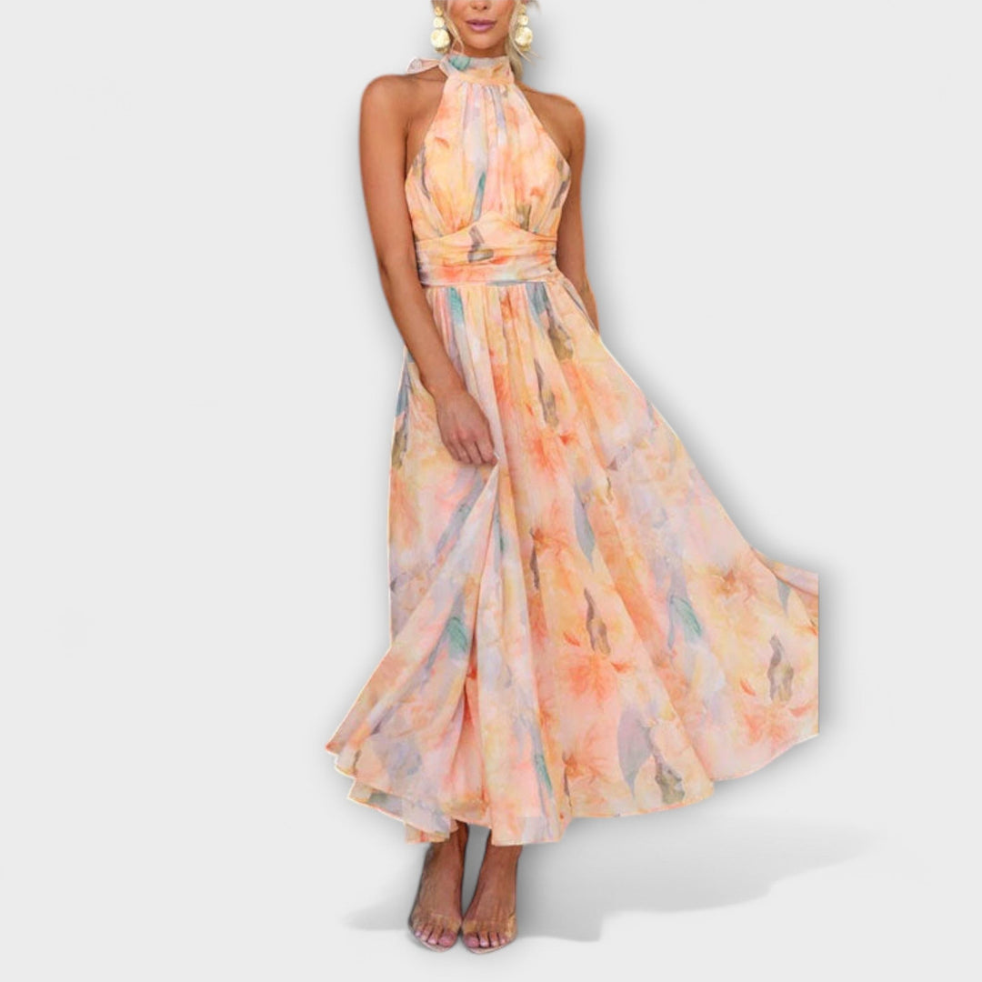 Chic Halter-Neck Maxi Dress for Summer Events