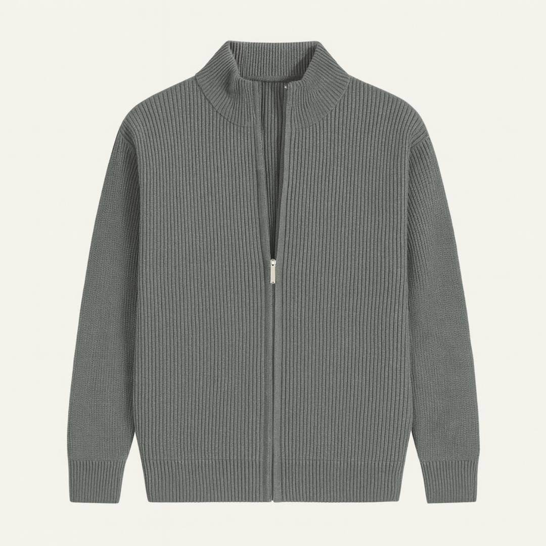 The Lothian Men's Trendy Collar Stand Knit Zip Cardigan Sweater