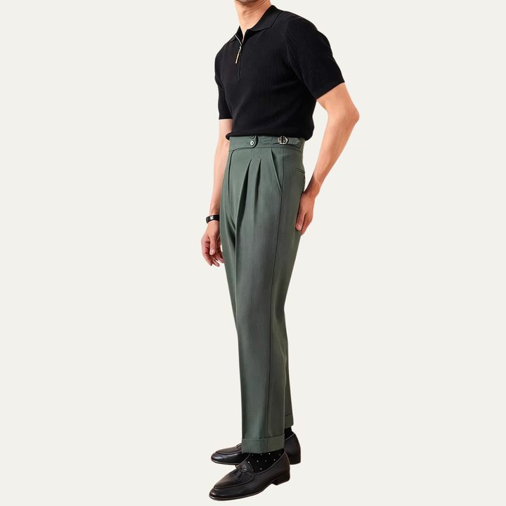 The Riva Garda Men’s High Waist Double Pleated Pants