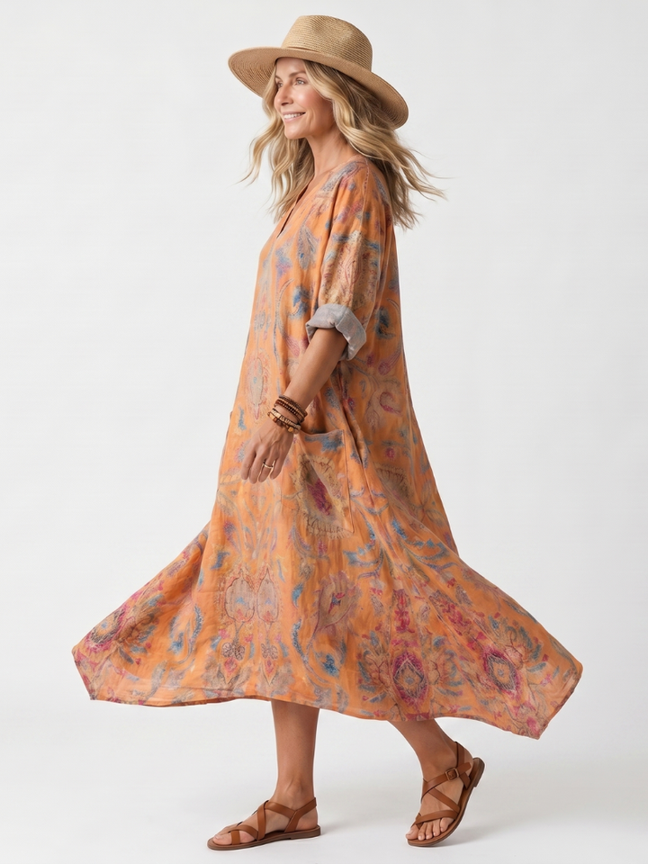 Lorena | Printed Pocket Midi Dress