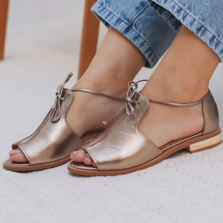 Margot | Metallic Tie-Front Comfort Sandals