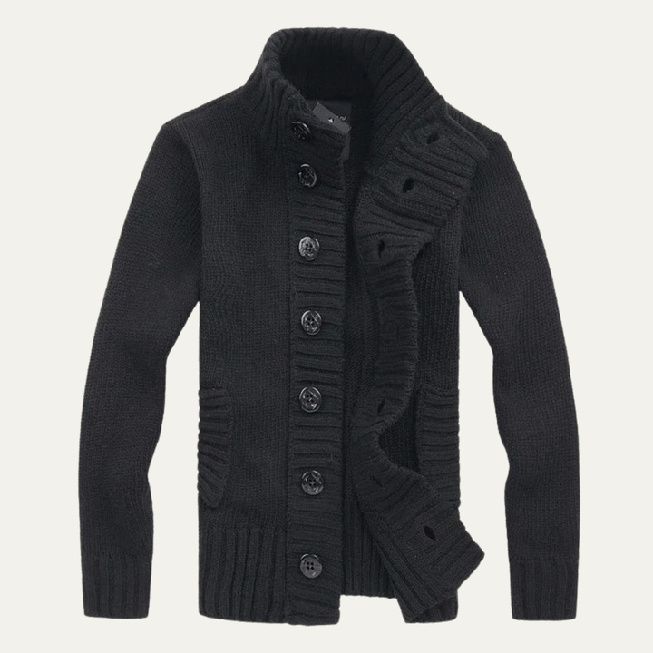 The Athens Men’s Winter Front Button Stand Collar Knit Cardigan