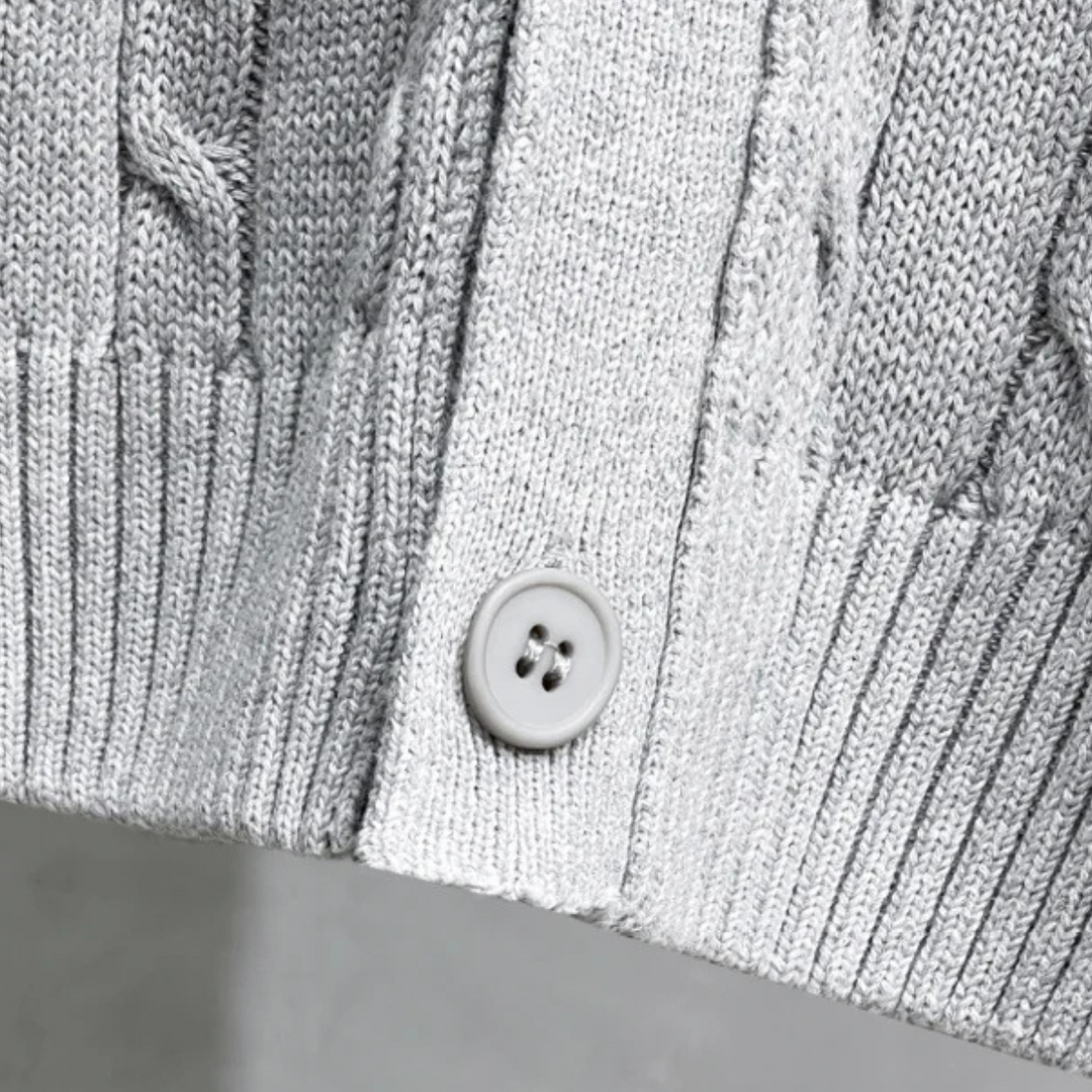 The Rochester Men's Classic Cable Knit Button Up Cardigan
