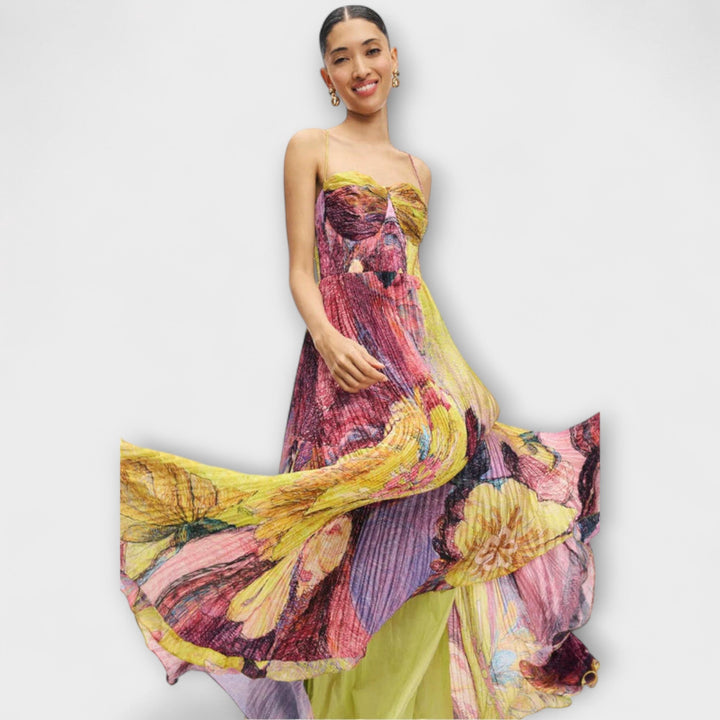 Kiara Ikat Print Maxi Dress for Stylish Occasions