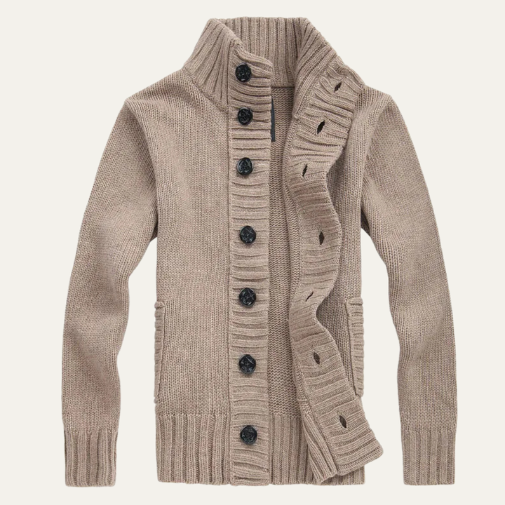 The Athens Men’s Winter Front Button Stand Collar Knit Cardigan